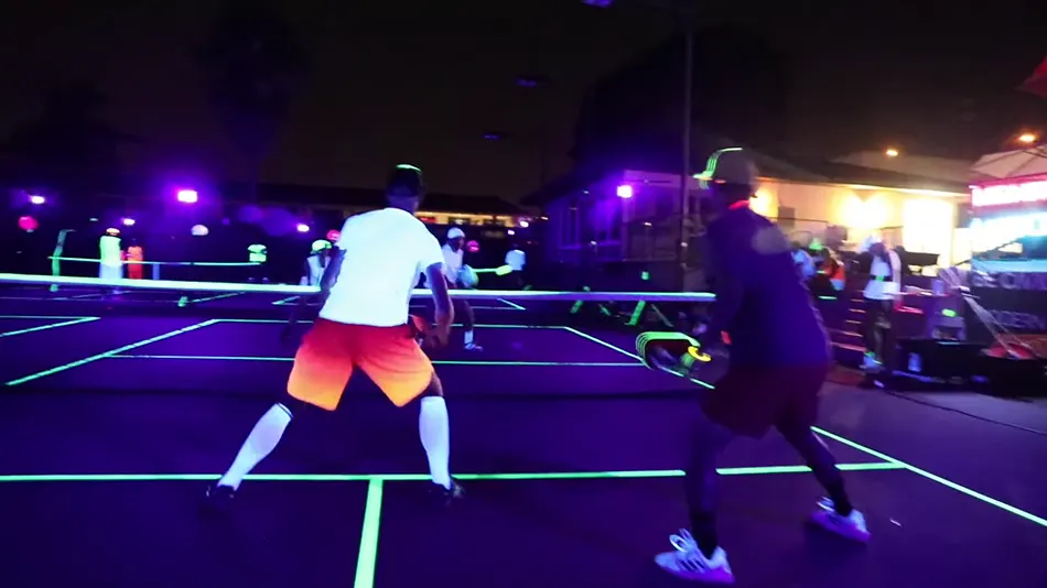 Playing Glow In the Dark Pickleball